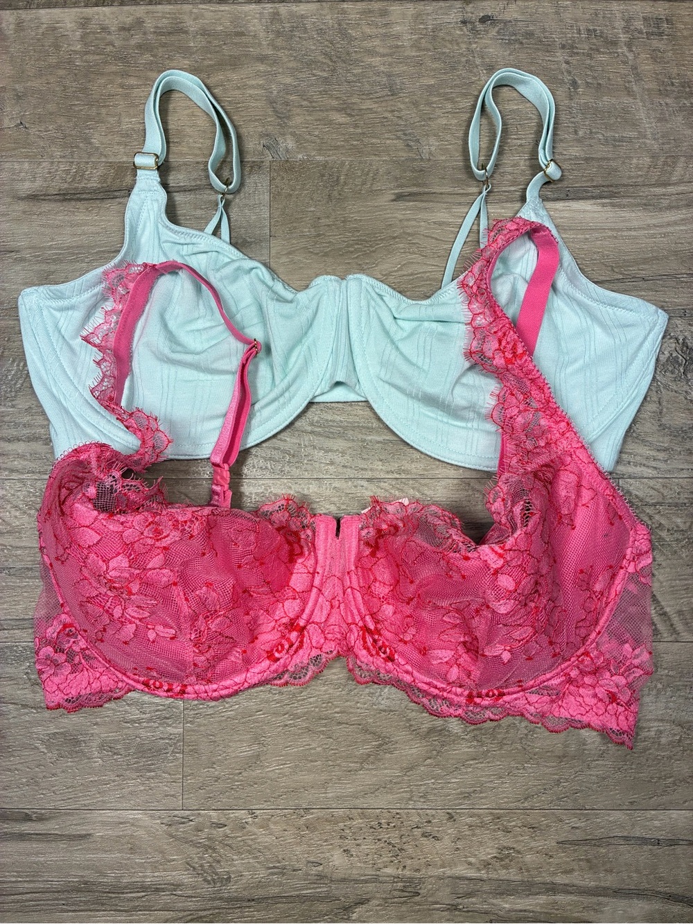 Victoria Secret 2 Bras Lace Balconette Underwired T Shirt Unlined Scoop